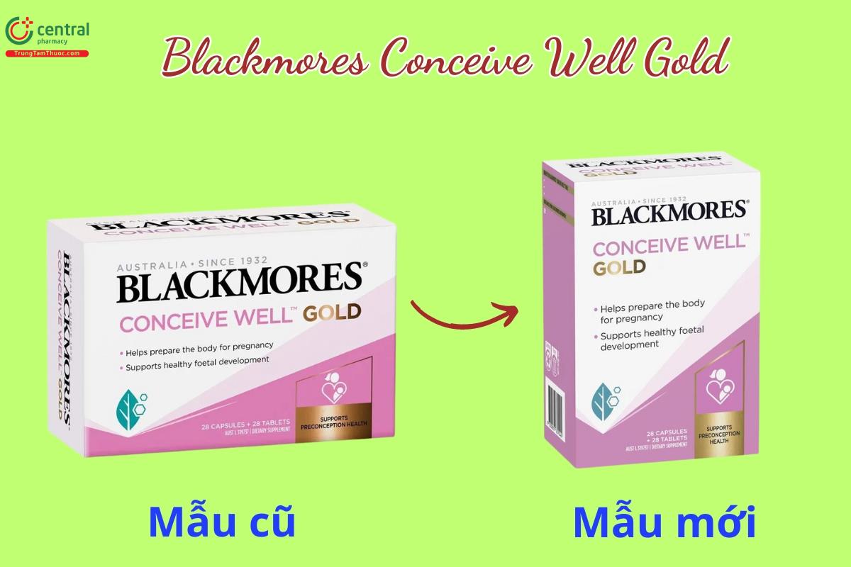 Blackmores Conceive Well Gold mẫu mới và mẫu cũ